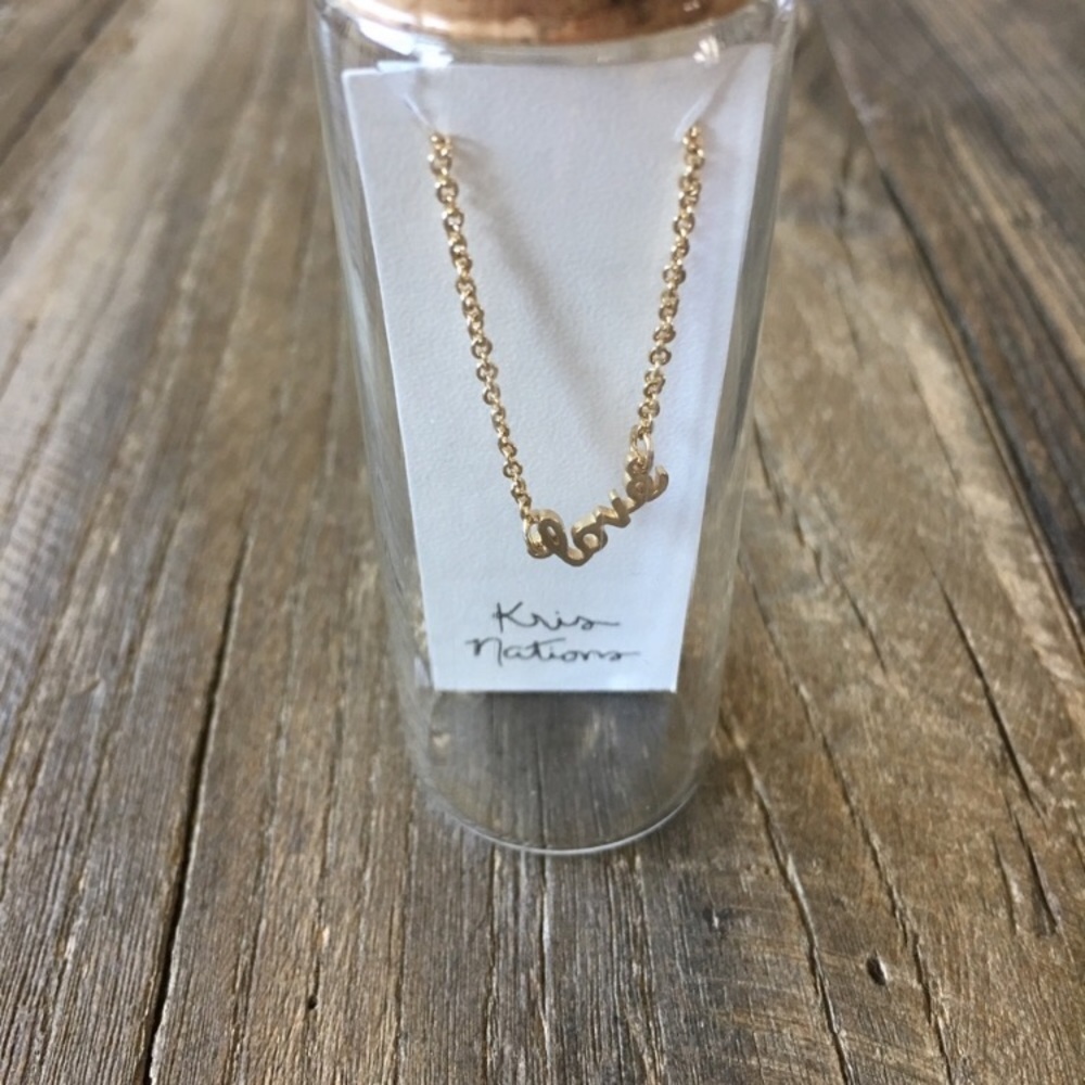 NEW Kris Nations 18k gold overlay “love” necklace - Picture 3 of 5